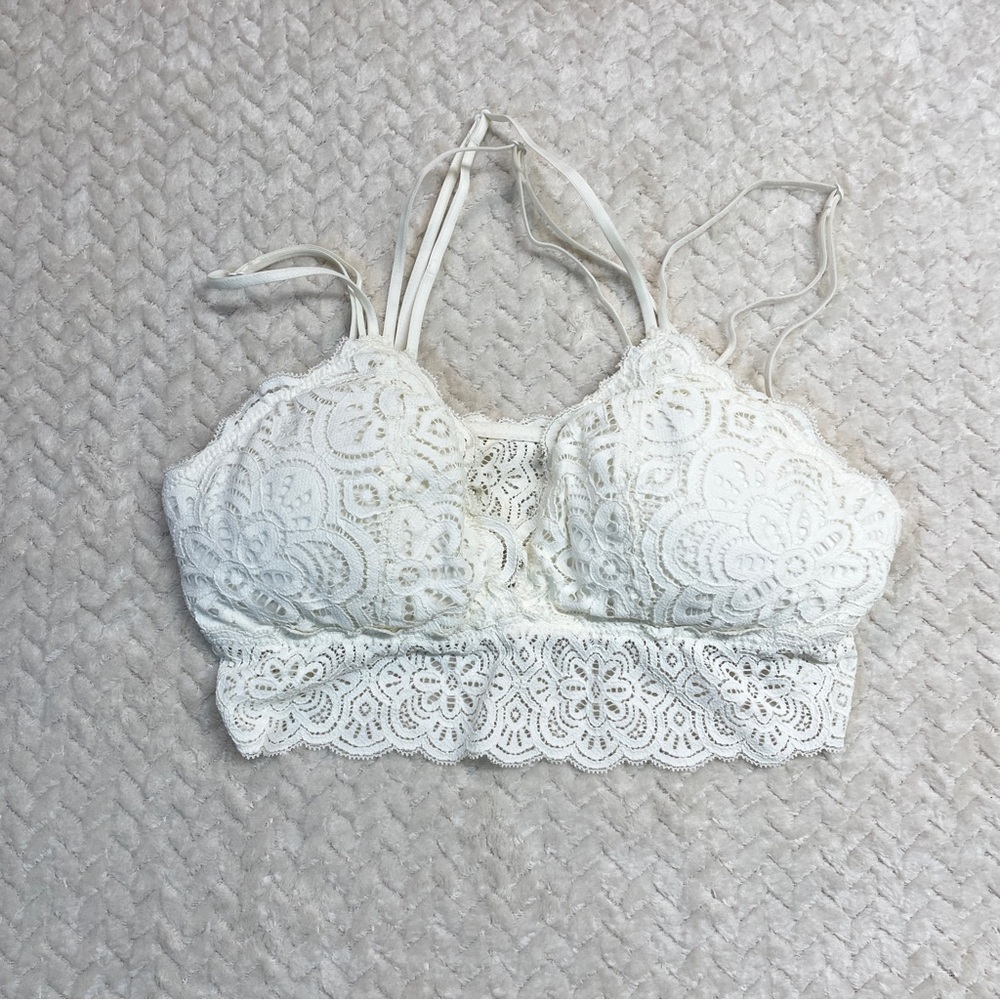 Aerie‎ White Strappy Lace Bralette with padding Size Medium